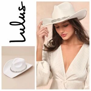 NWT Lulu’s Western Perfection Ivory Rhinestone Cowboy Hat